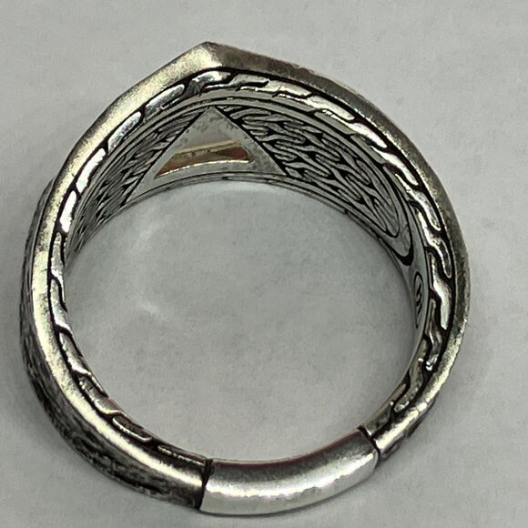 JOHN HARDY Reticulated Tiga Signet Ring 18K Yellow Gold Sterling Silver Size 11 - Picture 9 of 12